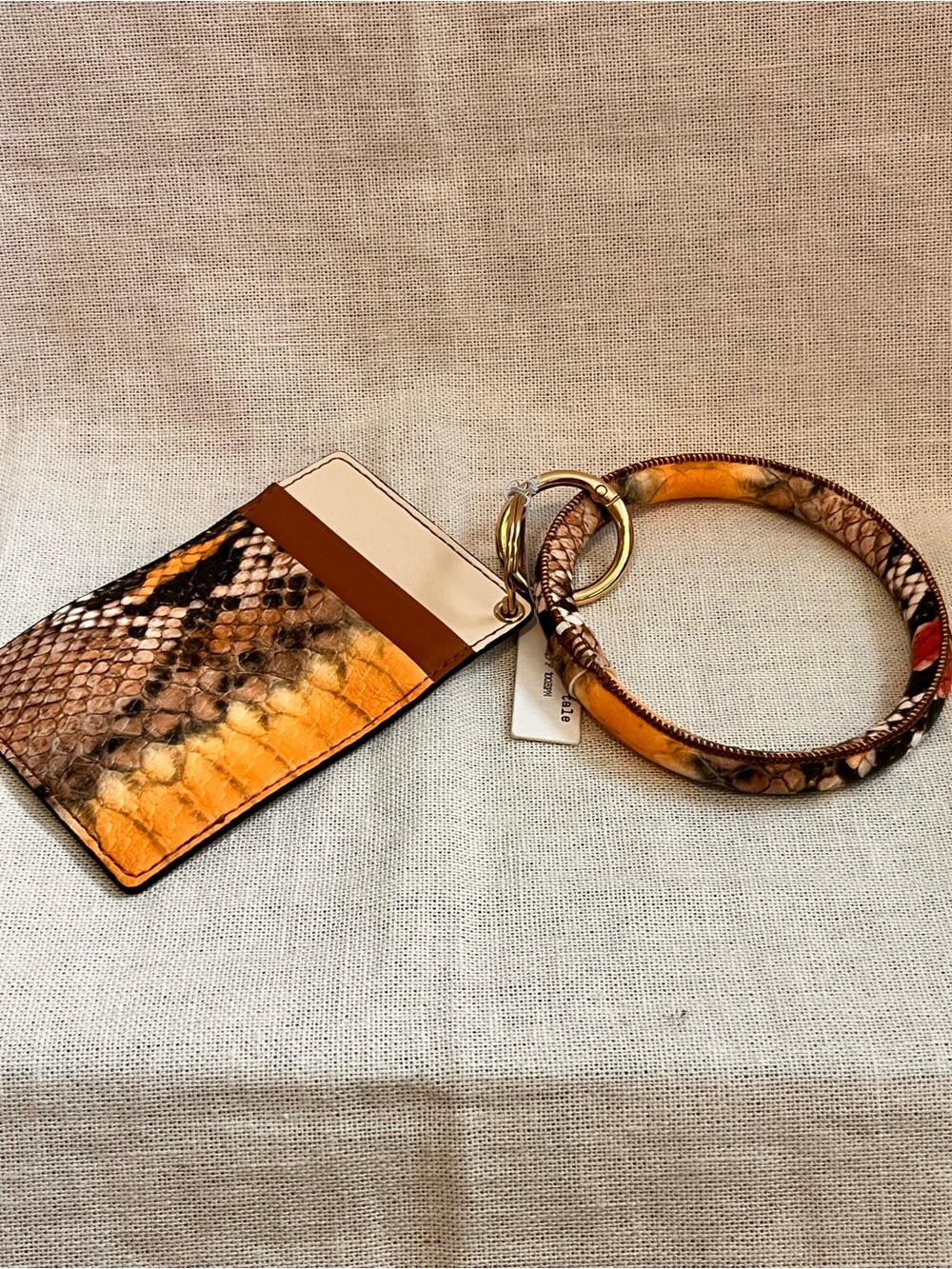 kate spade Yellow & Brown Snake-Print Card Holder with Bangle Keyring